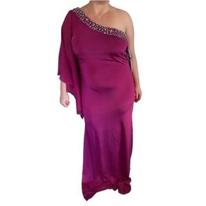Jovani One Shoulder Gown Purple